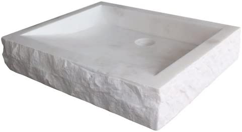Chiseled Rectangular Marble Basin
