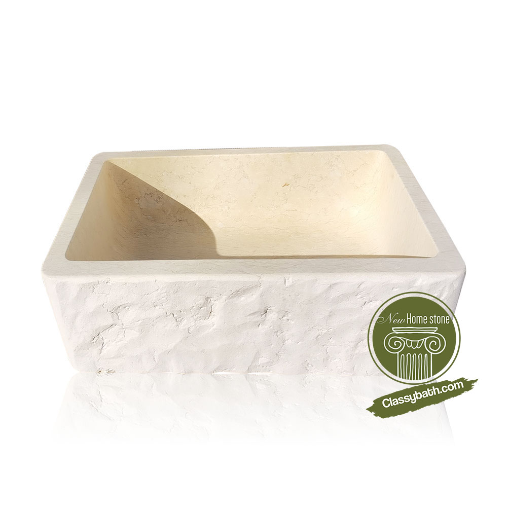 Chiseled White Marble Basin