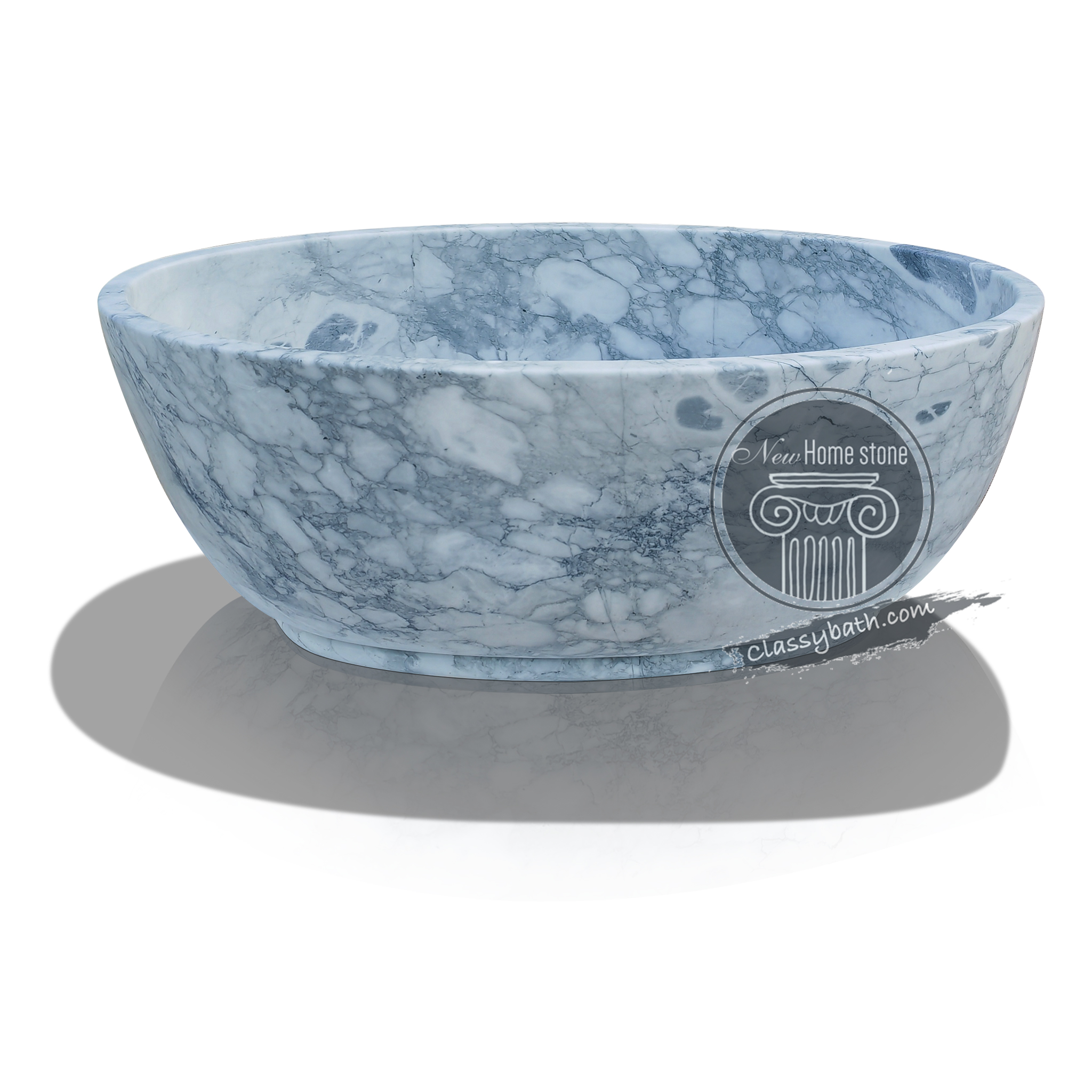 Freestanding stone bathtub