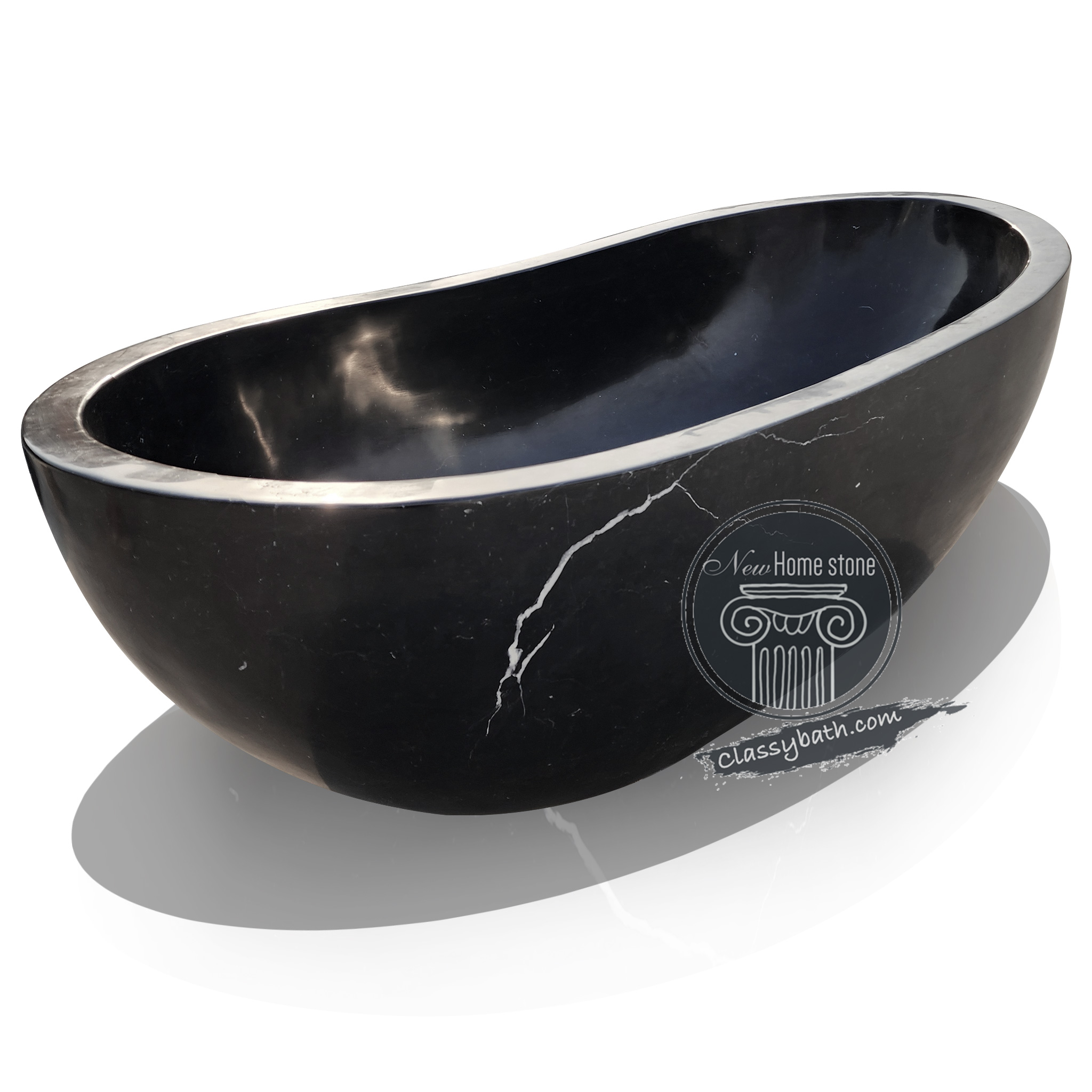 Handcrafted Nero Marquina Stone Bathtub