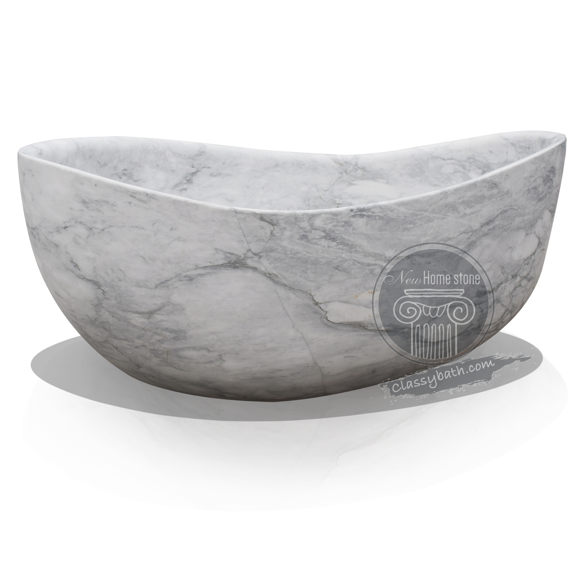 Hand-Carved Arabescato Marble Bathtub