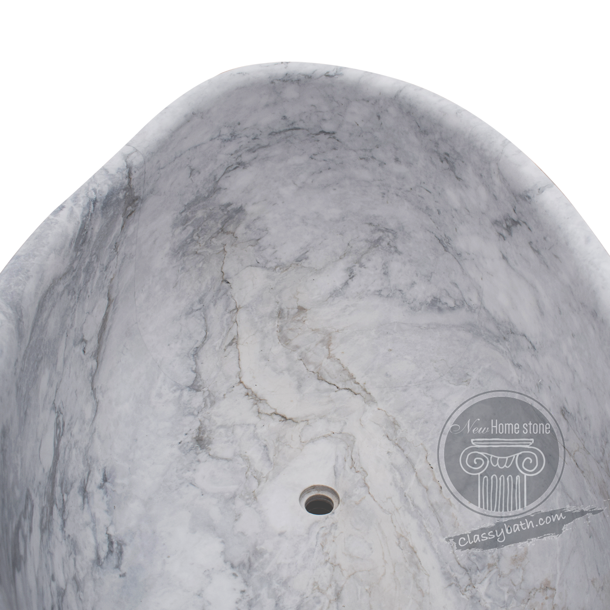 Hand-Carved Arabescato Marble Bathtub