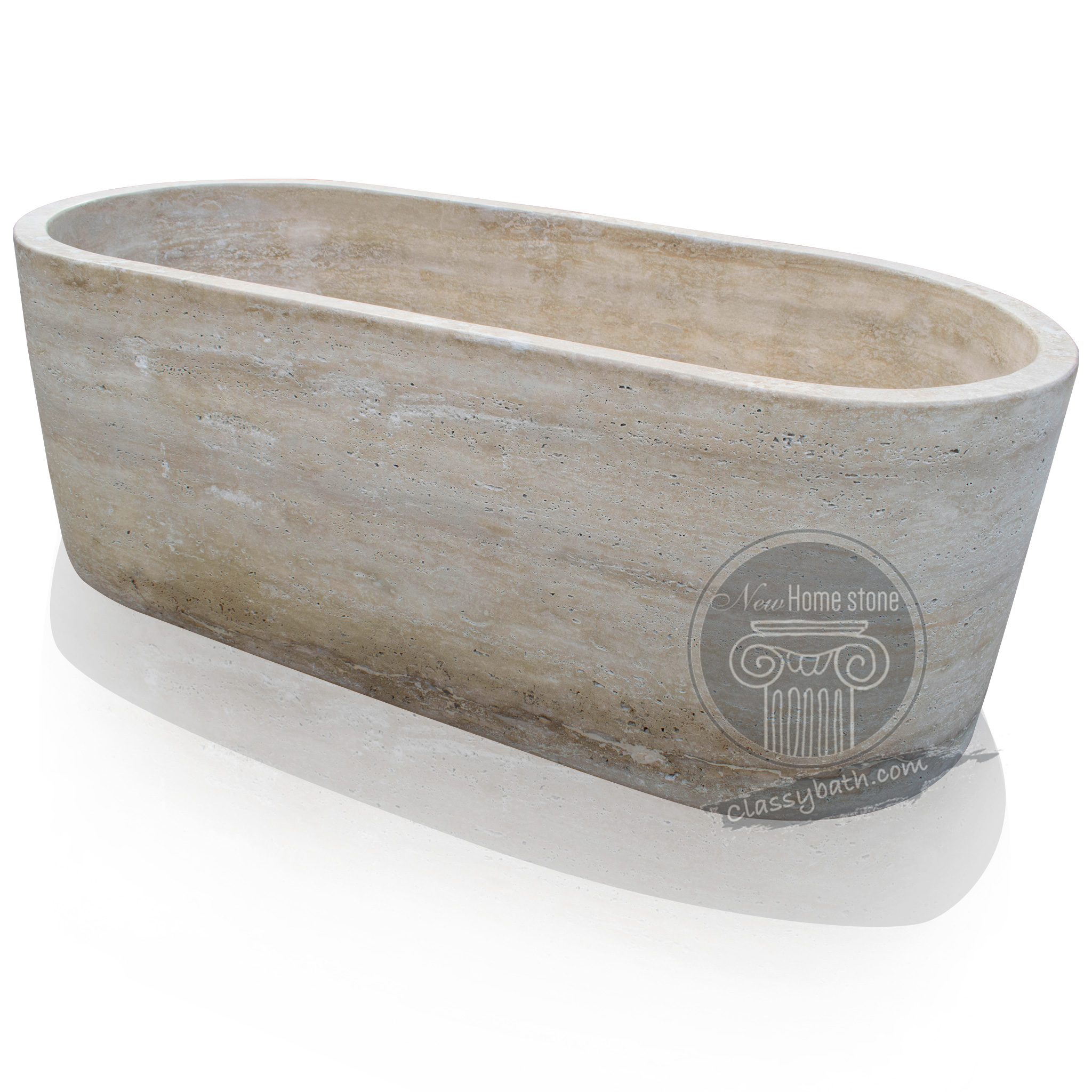 Spacious Travertine Bathtub for Two