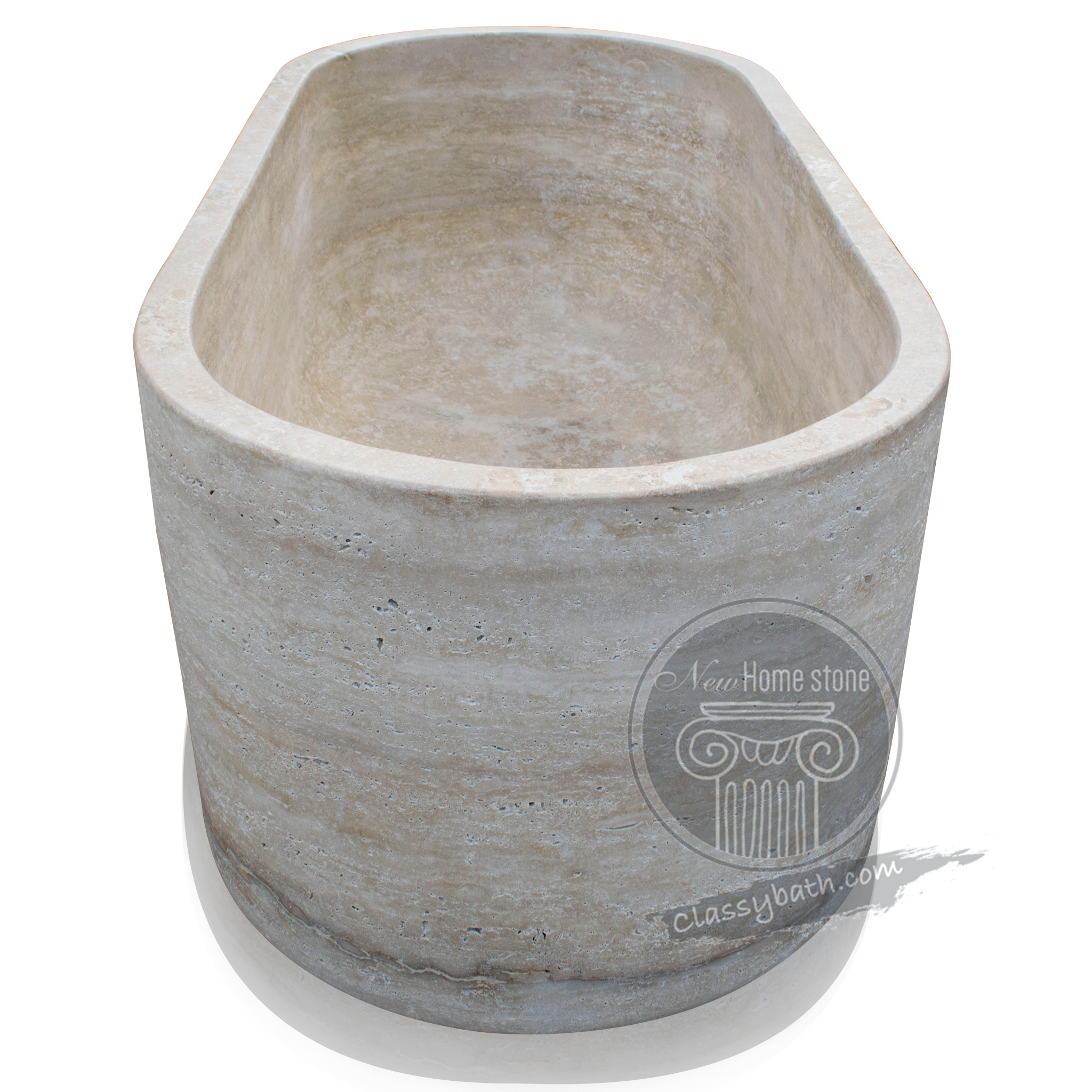 Spacious Travertine Bathtub for Two