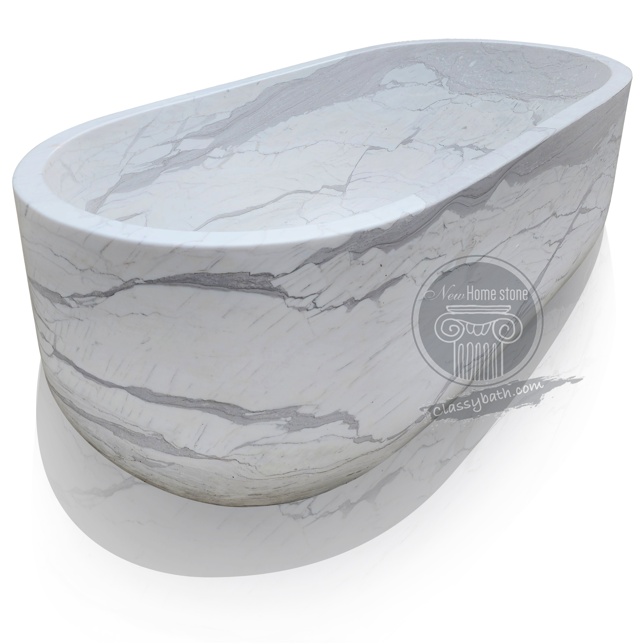 White natural stone bathtub