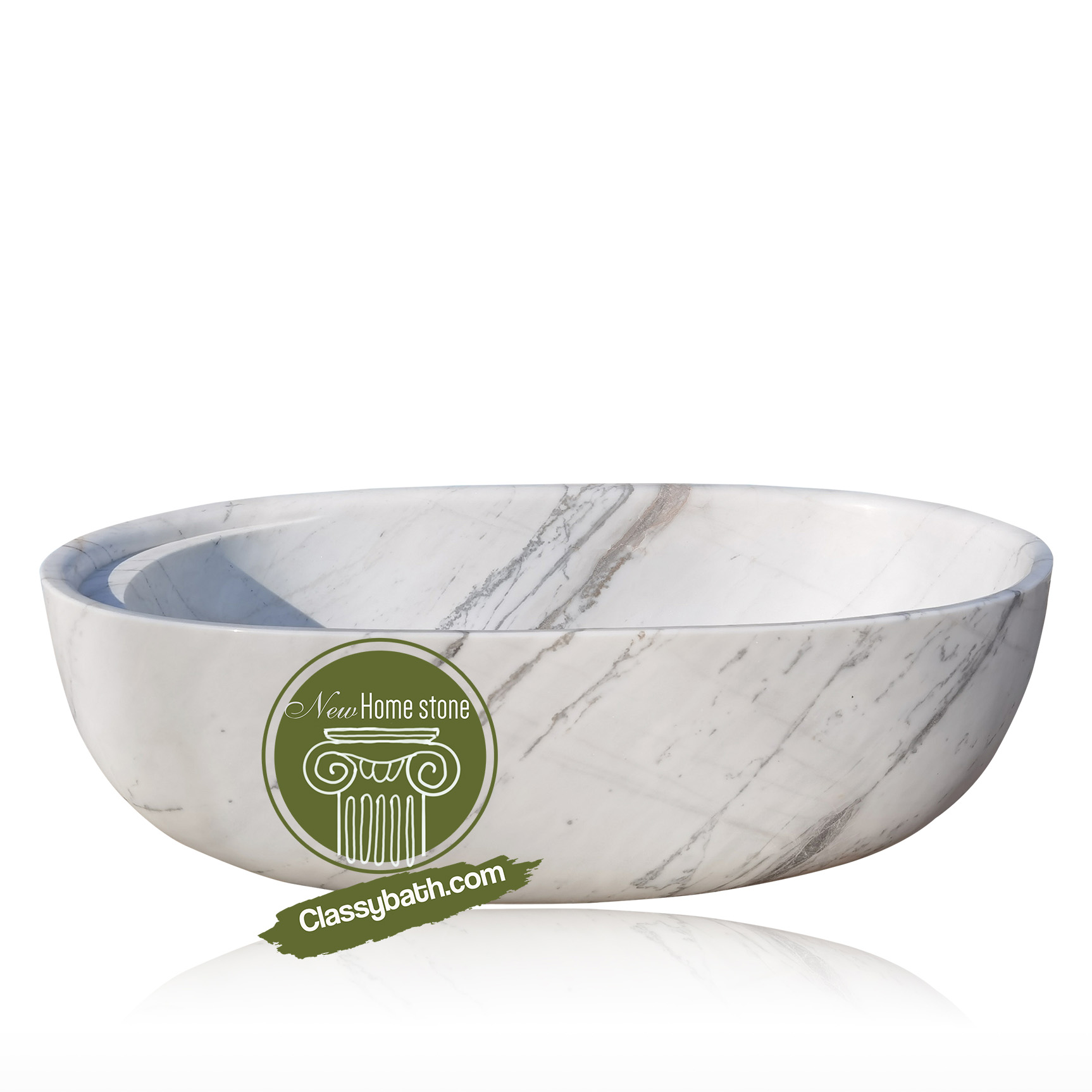 Smoothly Fashioned Freestanding Natural Stone Bathtub