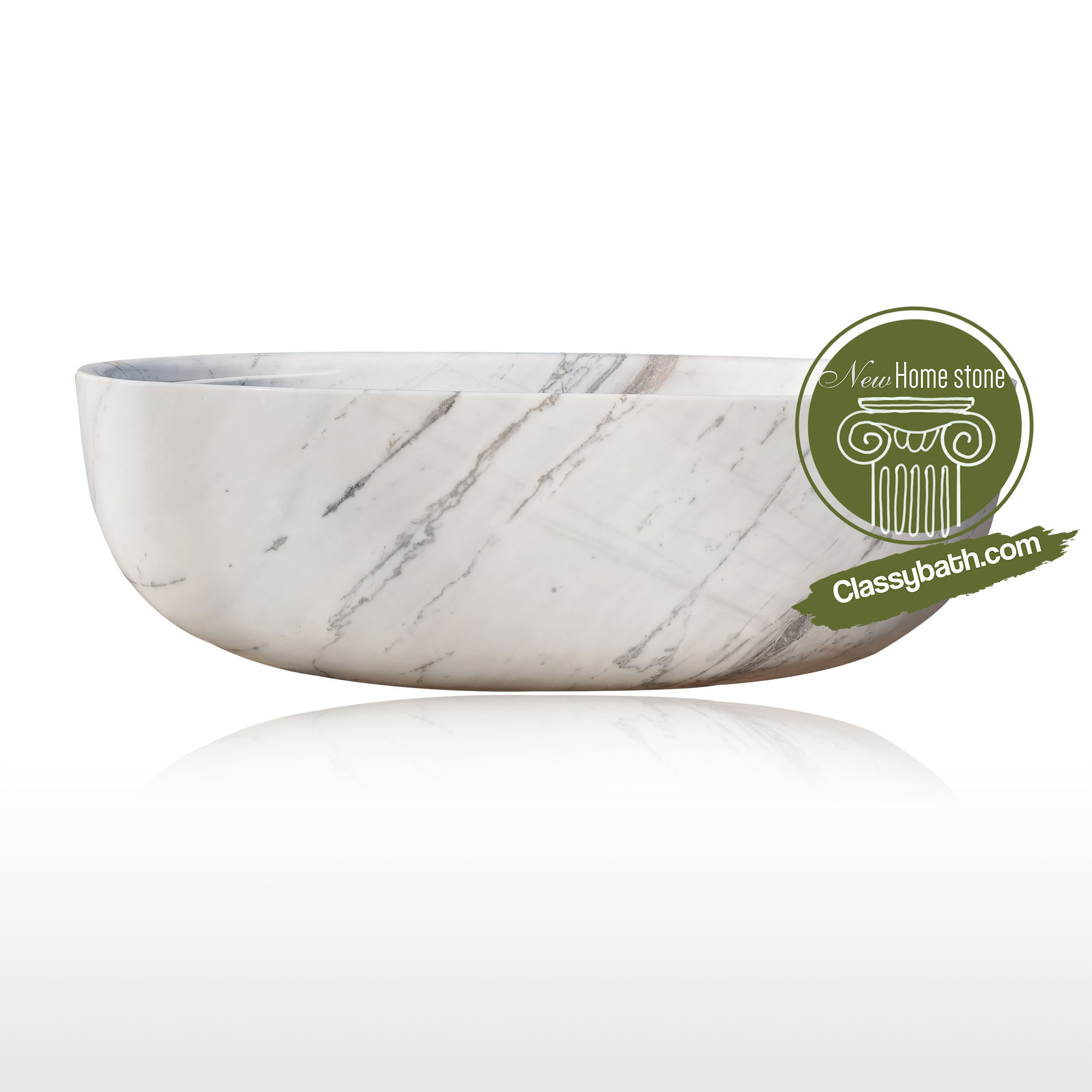 Smoothly Fashioned Freestanding Natural Stone Bathtub