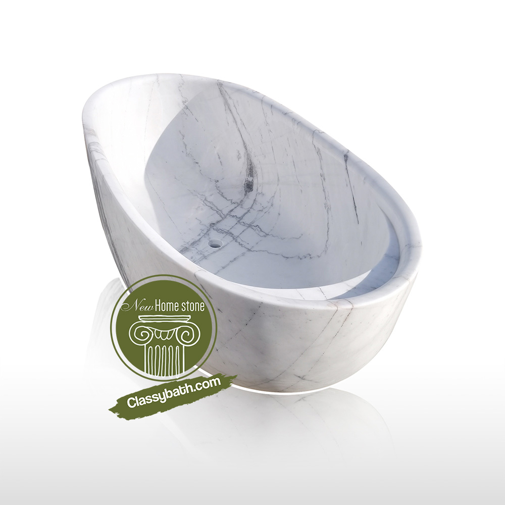 Smoothly Fashioned Freestanding Natural Stone Bathtub