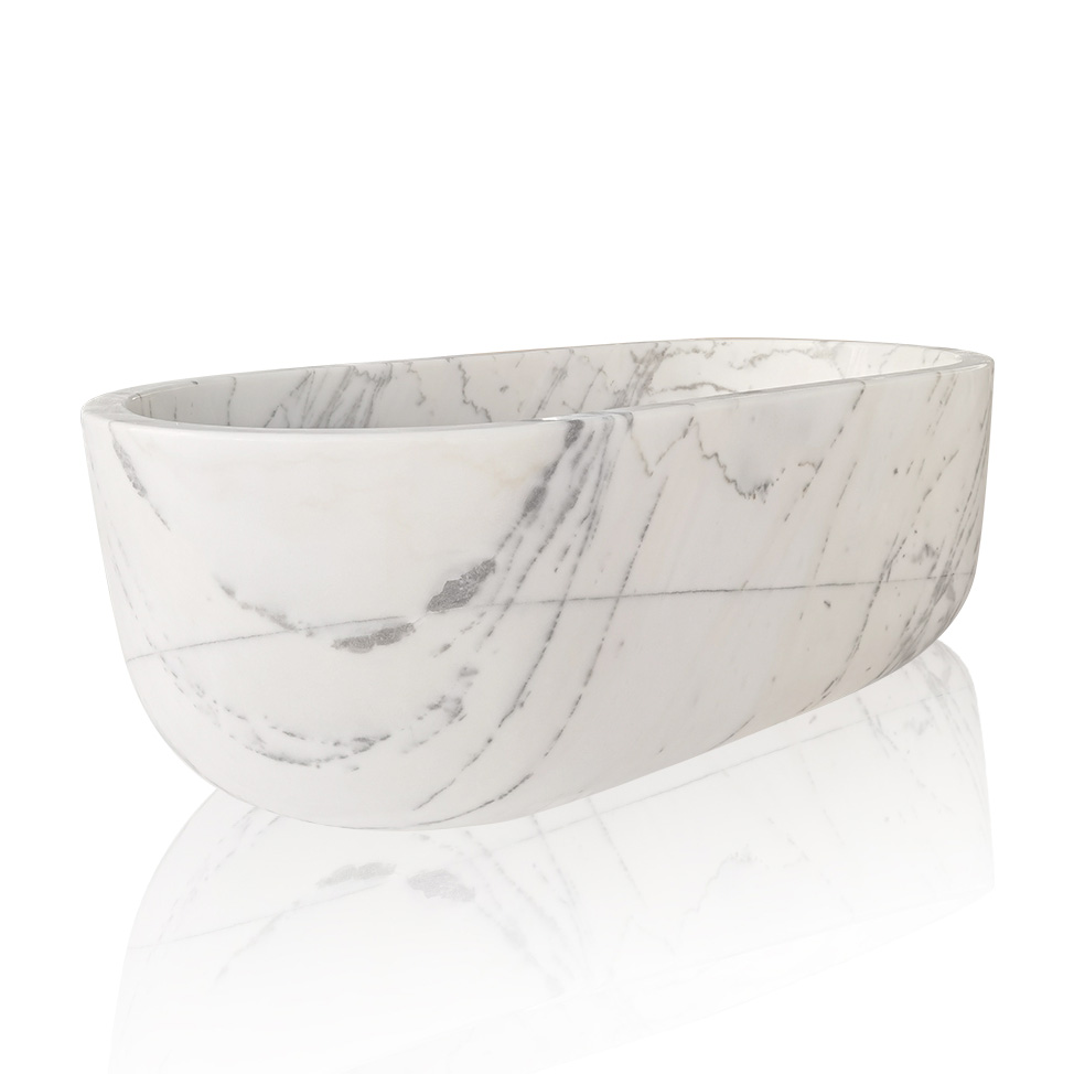 Gently Curved Corners Natural Stone Bathtub