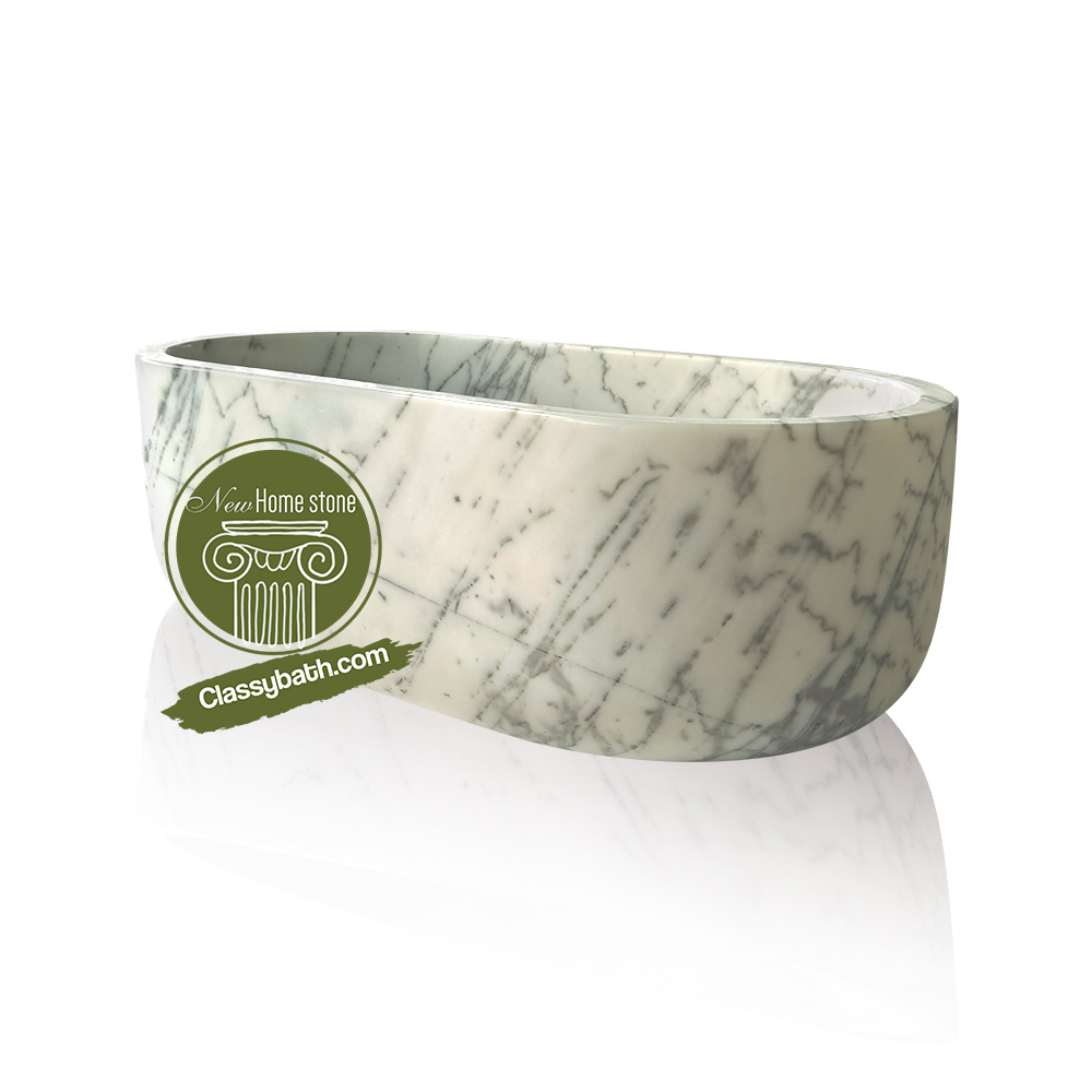 Oval White Marble Bathtub
