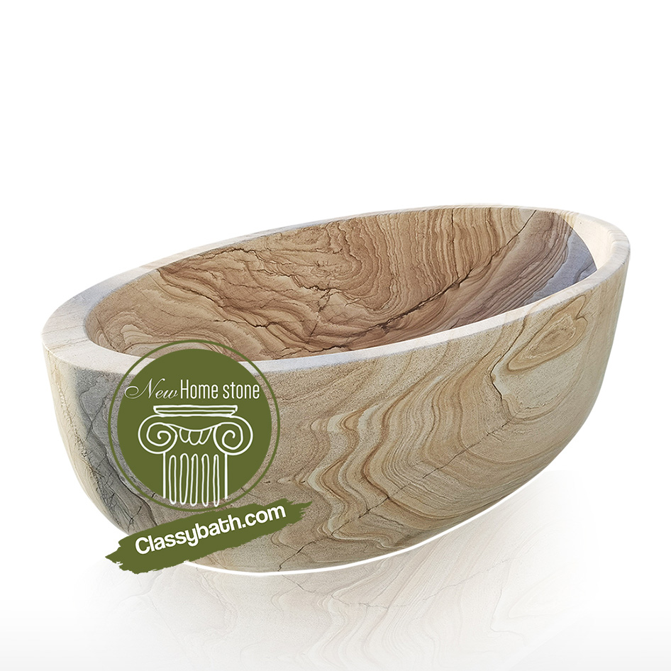 Wood Like Color Natural Marble Bathtub