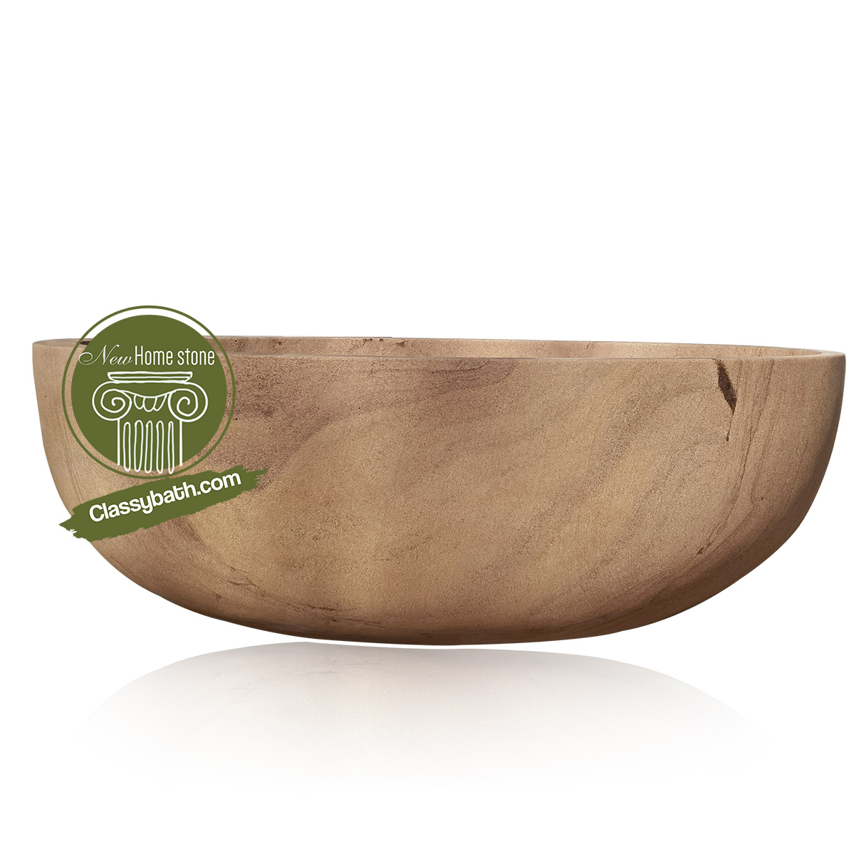 Beige Egg-shaped Marble Natural Bathtub